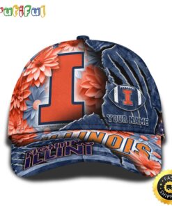Personalized NCAA Illinois Fighting Illini All Over Print BaseBall Cap The Perfect Way To Rep Your Team PT48324