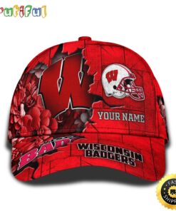 Personalized NCAA Wisconsin Badgers All Over Print Baseball Cap Show Your Pride PT48221